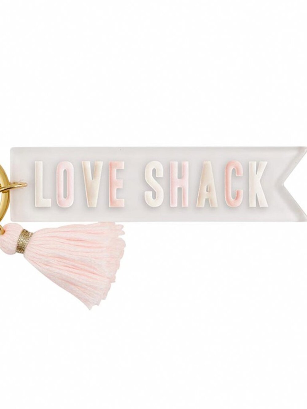 Bundle & Save 2 for $7 "LOVE SHACK" Tassel Keychain - Pink & Gray - Acrylic